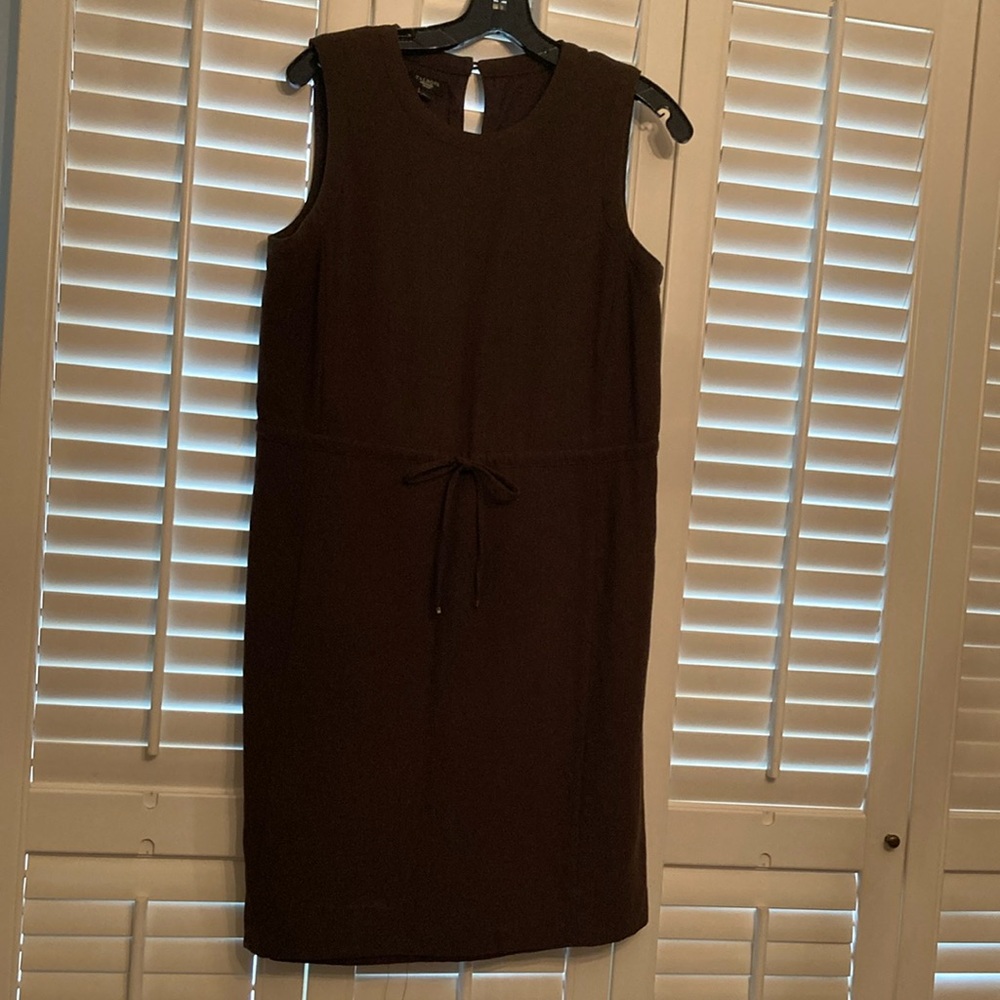 Talbots Wool Elegant Brown Sleeveless Dress 10P